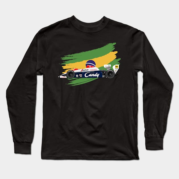 Ayrton Senna's Toleman 183 Illustration Long Sleeve T-Shirt by Burro Wheel